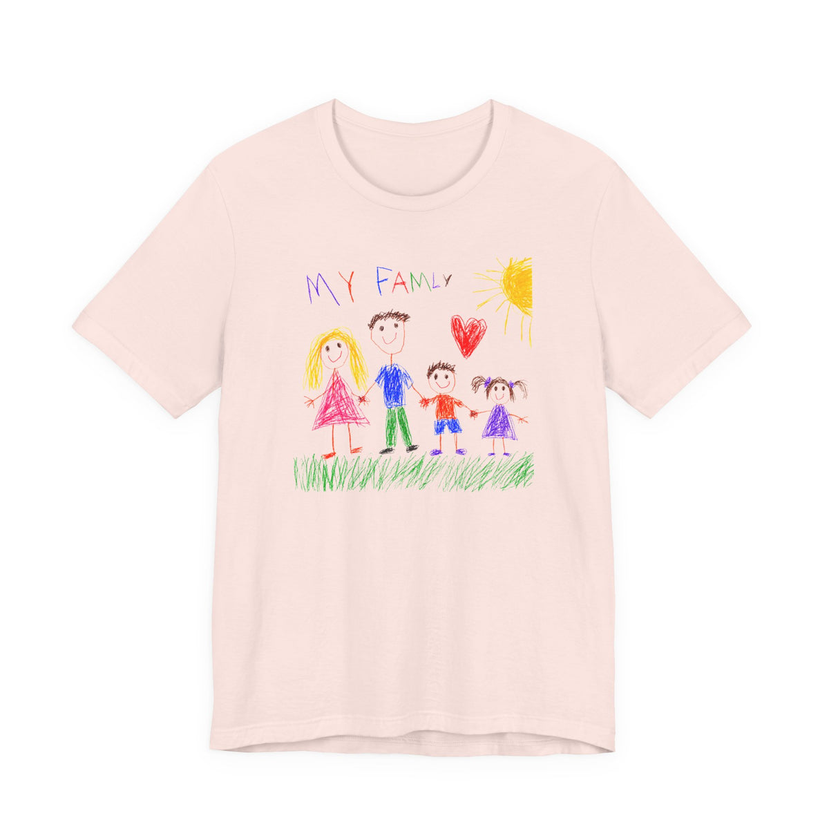 Custom Kid's Drawing T-Shirt (Adult) in Soft Pink